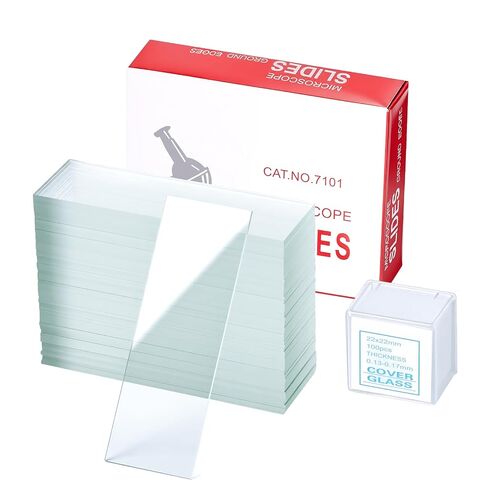 Microscope Slides and Coverslips Set, Pre-Cleaned Optical Glass, 50 PCS White Frosted Slides with Ground Edges and 100 PCS 22x22mm Cover Glass for Lab, Classroom, and Homeschool STEM Education in Saudi Arabia