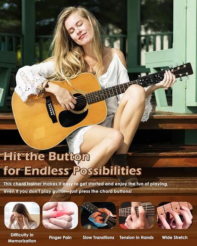 Portable Guitar Chord Presser, Guitar Chord Helper And Trainer for Acoustic Guitar, Guitar Learning Tools for Beginners and Arthritis Player, Develop Confidence Quickly in Kuwait