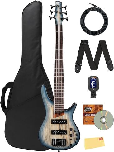 Ibanez SR606E SR Standard 6-String Bass Guitar - Cosmic Blue Starburst Flat Bundle with Gig Bag, Tuner, Strap, Instrument Cable, Instructional DVD, and Austin Bazaar Polishing Cloth in Kuwait