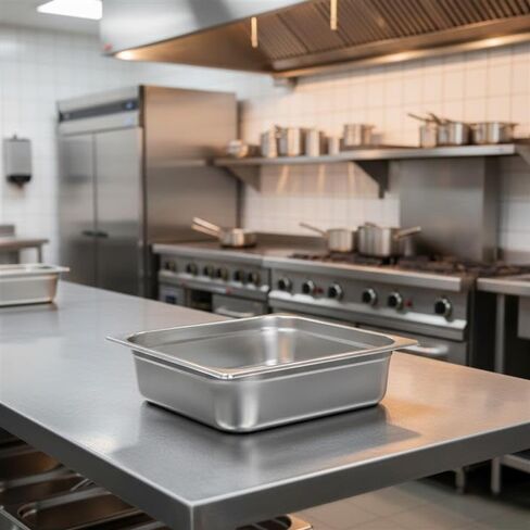 Soro Essentials- 2/3 Size 4" Deep Stainless Steel Anti-Jamming Steam Table Pan 24 Gauge- Chafer Food Pan Stackable Anti-Jam Steam Pans for Hotel Restaurant Supplies Party Buffet Event Catering in Kuwait