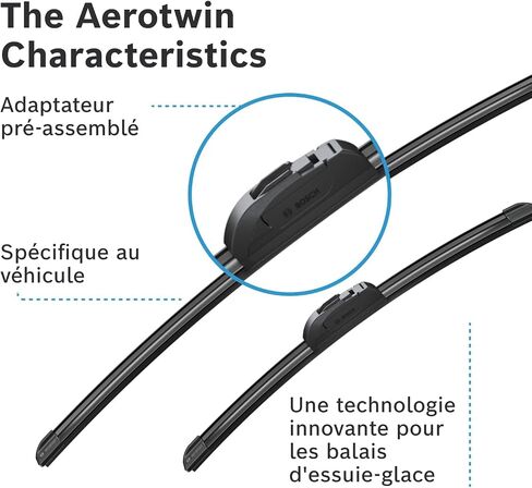 ممسحة الزجاج الأمامي Aerotwin eAR601S من بوش، الطول: 600/400 مم، مخصصة للزجاج الأمامي in Kuwait