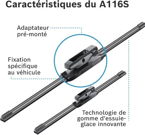 Bosch eA116S Aerotwin Windscreen Wiper, Length: 600/400 mm, Set for Windscreen in Kuwait