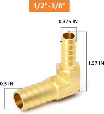 GASHER 5 قطع من مخفض خرطوم النحاس، 3/4 بوصة إلى 3/4 بوصة معرف خرطوم 90 درجة L زاوية قائمة مع 10 مشابك خرطوم، مخفض بارب نحاسي مناسب للوقود/الهواء/الماء/الزيت/الغاز/WOG in Kuwait