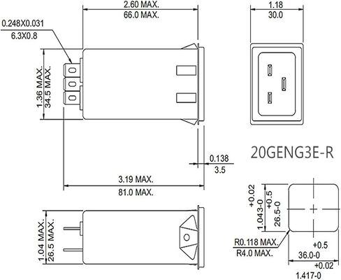 Filter 20GENG3E-R 20A Single-Phase 220V Socket Power high in Kuwait