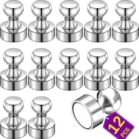 12pack Silver Fridge Magnets Refrigerator Whiteboard Small Strong Magnet Classroom Kitchen Accessories Decorative Locker Set Decor Must Haves Office Calendar Refrigerador Magnetic Cute Crafts in Kuwait