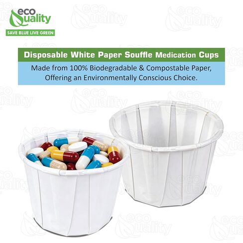 EcoQuality 1oz Disposable White Paper Medicine Cup with Rolled Rim - Medication Dispensing, Dose Prep, Sample Handling, Clinics, Pharmacies, Dental, and Lab Use (2500) in Kuwait