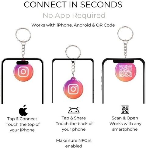 5 قطع - سلسلة مفاتيح NFC ثلاثية الأبعاد TIP TAP - VALARTS - بطاقة عمل رقمية ذكية من Chameleon - Ntag213 Epoxy مقاومة للماء - انقر لمشاركة جهات الاتصال والتواصل الاجتماعي - متوافقة مع iPhone وAndroid in Kuwait