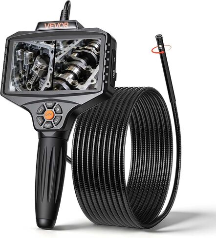 VEVOR 360° Borescope with Innovative 360° Motorized Rotation Probe, 5" 16.4FT Endoscope Inspection Camera, 1080P HD Rigid Snake Scope Cam for Wall Automotive Engine Inspect in Kuwait