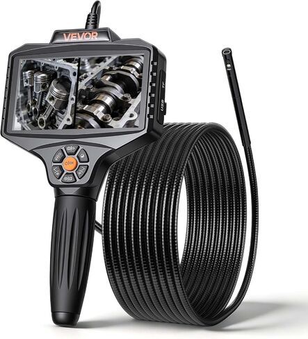 VEVOR 360° Borescope with Innovative 360° Motorized Rotation Probe, 5" 16.4FT Endoscope Inspection Camera, 1080P HD Rigid Snake Scope Cam for Wall Automotive Engine Inspect in Kuwait
