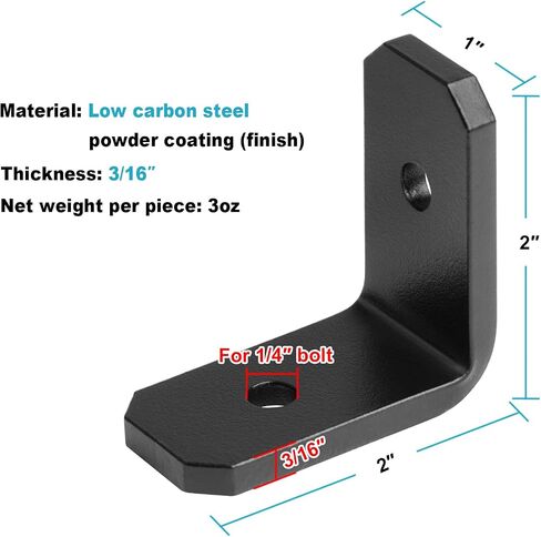 4 PCS 2" x 1" Heavy Duty L Angle Bracket, Black Rafter Clip, 6 Gauge | Max Load 300lbs in Kuwait