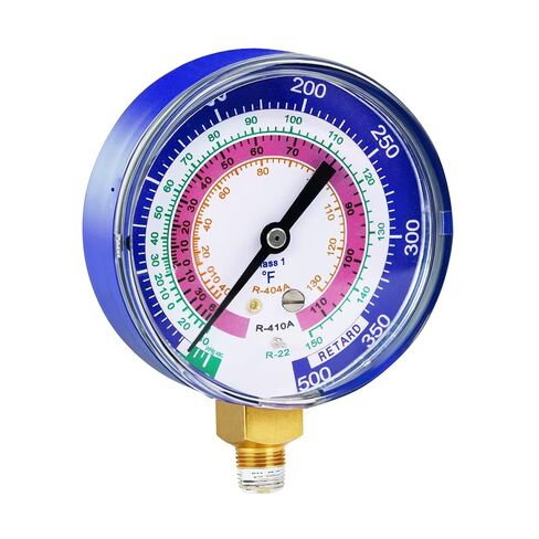 2026 ترقية 49138 مقياس الضغط المنخفض، مقاييس 3-1/8 بوصة (80 مم)، R-22، R-404A، R-410A، 0-350 رطل لكل بوصة مربعة، درجة F، مقياس مركب أزرق، مقياس مشعب HVAC احترافي، مانع للتسرب، دقة مرمزة بالألوان in Kuwait
