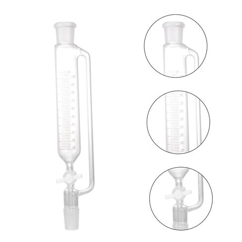 قمع فصل زجاجي، معدات مدببة أسطوانية لفصل السوائل مع محبس PTFE مناسب لمختبرات العلوم والاستخدام الصناعي in Kuwait