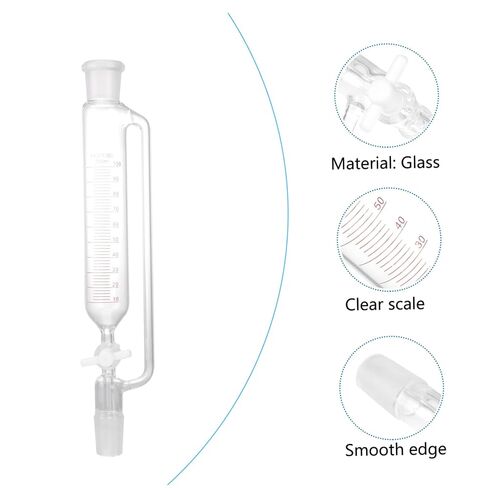 قمع فصل زجاجي، معدات مدببة أسطوانية لفصل السوائل مع محبس PTFE مناسب لمختبرات العلوم والاستخدام الصناعي in Kuwait
