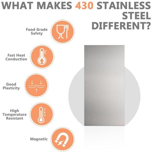 4 Pack 430 Stainless Steel Sheets Metal, 12" x 6" x 1/32" (0.8MM) Sheet Metal, Food Grade Steel Plate Perfect for DIY, Kitchen & Crafts, Corrosion Resistant for Automotive & HVAC in Kuwait