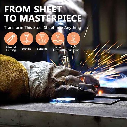 4 Pack 430 Stainless Steel Sheets Metal, 12" x 6" x 1/32" (0.8MM) Sheet Metal, Food Grade Steel Plate Perfect for DIY, Kitchen & Crafts, Corrosion Resistant for Automotive & HVAC in Kuwait