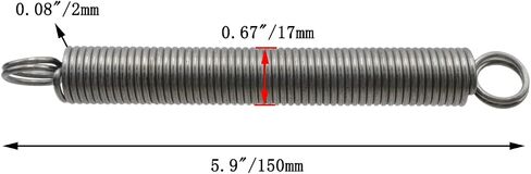 2Pcs Heavy Duty Extension Spring, Spring Steel Hook Construction Extended Tension Springs with Hook for Machinery Repair Construction Industrial (Wire Diameter 0.08", OD 0.67", Length 5.9") in Kuwait