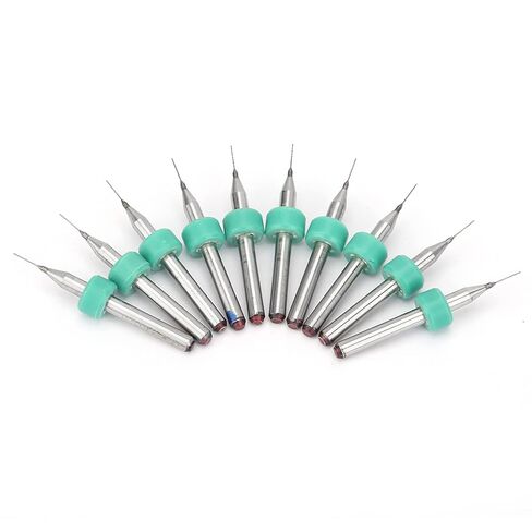High Hardness Mini Carbide Drill Bits Set Large Space Excellent Sharpness Tool Design Printed Circuit Board SMT CNC Engraving 10PCS (0.25mm) in Kuwait