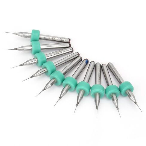 High Hardness Mini Carbide Drill Bits Set Large Space Excellent Sharpness Tool Design Printed Circuit Board SMT CNC Engraving 10PCS (0.25mm) in Kuwait