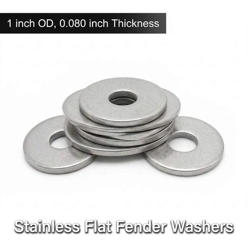 QWORK 3/8" x 1" OD Stainless Steel Flat Fender Washers, 25 Pcs 18-8 (304) Wide Washers 0.080" Thick Corrosion Resistant for Bolts and Screws in Kuwait
