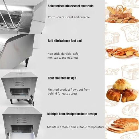 Commercial Electric Conveyor Bread Toaster - Automatic High-Capacity Oven with Temperature Control - Toasts 150/300/450 Bread Slices/Hour for All Your Toasting Needs in Kuwait