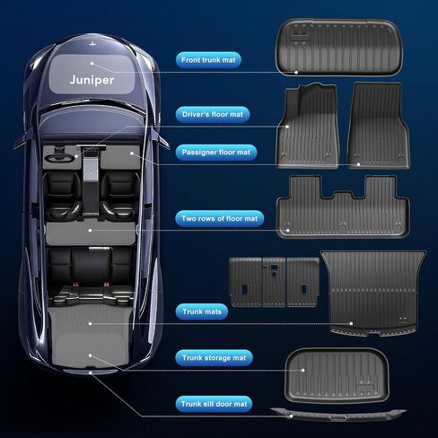 10 قطع من سجادات الأرضية المناسبة لجميع الأحوال الجوية لملحقات Tesla Model Y Juniper 2025 2026، بطانات TPE مقاومة للماء وغير قابلة للانزلاق للجبهة الأمامية والخلفية in Kuwait
