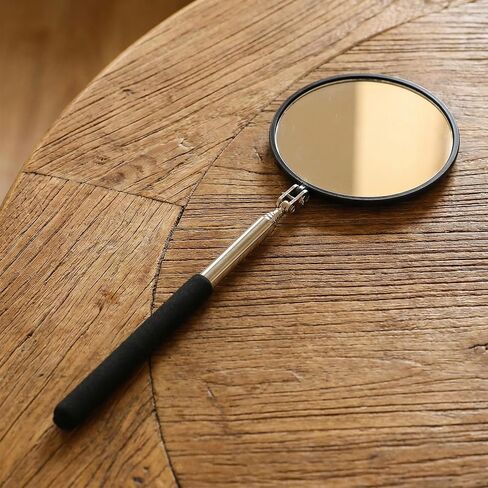 مرآة فحص تصغير، مرآة مرنة تدور 360 درجة على عصا مرايا فحص مستديرة مع مقبض قابل للسحب، مرايا دائرية تصغير لحالة السيارة (قطر 4 بوصة) in Kuwait