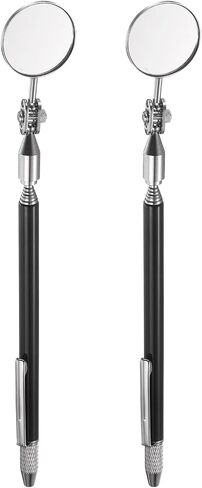 HARFINGTON 2pcs 3 in 1 Telescoping Inspection Mirror 1.2" Round 6.4" to 29.3" 360 Degree Stainless Steel Extendable Mirrors with Magnetic Pickup Tool and Marking Needle for Technicians, Black in Kuwait