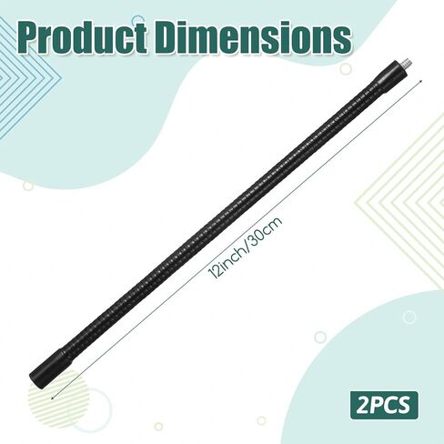 2 Pack 12" Gooseneck, Flexible Gooseneck Tube, 1/4"-20 Female to Male Thread Metal Extension Arm for Camera, Microphone, Phone Holder, Black in Saudi Arabia