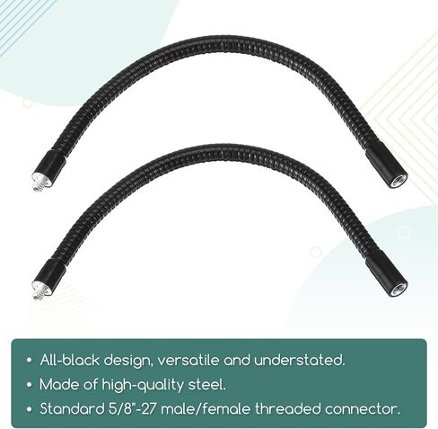 2 Pack 12" Gooseneck, Flexible Gooseneck Tube, 1/4"-20 Female to Male Thread Metal Extension Arm for Camera, Microphone, Phone Holder, Black in Saudi Arabia