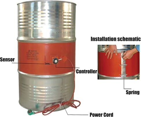 55 Gallon Silicone Heater Pad 120V/220V - Adjustable Thermostat Drum Electric Heat Wrap, Pail Heater for 30L, 1000W Hot Heating Pad (250×900mm) Ideal for Temperature Control in Kuwait