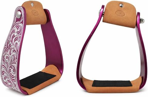 CHALLENGER Horse Western 5" Slanted Offset Angled Engraved Aluminum Show Stirrups 51227 in Saudi Arabia
