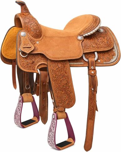 CHALLENGER Horse Western 5" Slanted Offset Angled Engraved Aluminum Show Stirrups 51227 in Saudi Arabia