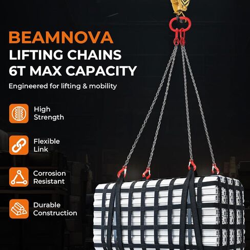 BEAMNOVA 1543 رطلًا محمولة 3 في 1 رافعة كهربائية لاسلكية للتحكم عن بعد + سلاسل رفع BEAMNOVA مع خطافات، 5/16 بوصة × 5 قدم، 6 طن in Kuwait