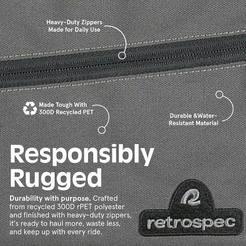 حقيبة جذع الدراجة المقاومة للماء من Retrospec Cahoot - حقيبة تخزين للرف الخلفي لركوب الدراجات rPET مع غطاء للمطر وحزام حمل للركاب - متوافقة مع الدراجة الإلكترونية (7.75 بوصة × 12.5 بوصة × 5.75 بوصة) in Kuwait
