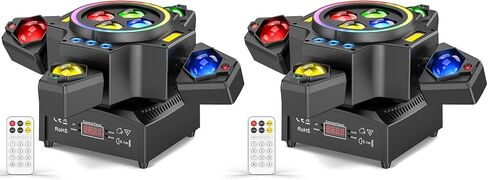 2PCS 120W Stage Moving Head Light,4 Arms RGBW 4 in 1 Stage Lighting Beam/Wash/Red Green Starry Sky Golden Strobe RGB Halo Effect Light,Sound-Active/DMX/Remote Control for Party Club Stage Show in Kuwait