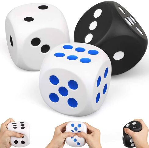 3 PCS Large Foam Dice Set, Jumbo 6-Sided Squishies Stress Relief Toys for Kids Adults, Colorful Giant Dice (Blue, Green, Orange) for Math Learning and Party Games in Kuwait