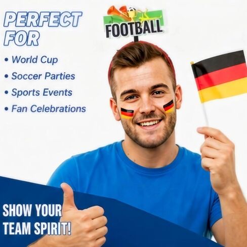 25 Pack World Cup Soccer Fan Gear, USA Soccer Fan Party Kit, 2026 Football Game Day Celebration Kit with 8 Flags, 6 Football Headbands, 3 Clappers,8 Face Stickers in Kuwait