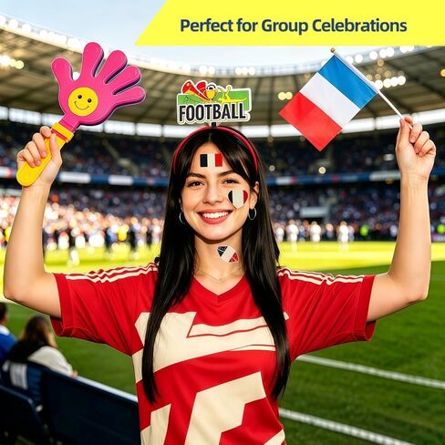 25 Pack World Cup Soccer Fan Gear, USA Soccer Fan Party Kit, 2026 Football Game Day Celebration Kit with 8 Flags, 6 Football Headbands, 3 Clappers,8 Face Stickers in Kuwait