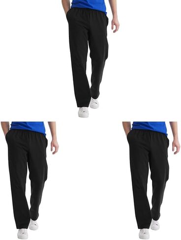 Hanes Essentials Sweatpants, Men’s Cotton Jersey Pants with Pockets, 33", Black, Large (Pack of 3) in Kuwait