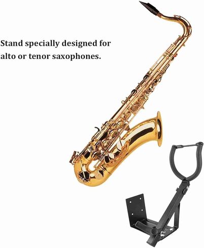 Tenor Saxophone Stand Secure Wall Mounted Saxophone Hanger Easy to Use Black Metal in Kuwait