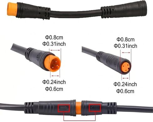 Baja Light لكابل تمديد الدراجة الكهربائية ذو 3 دبابيس، موصل محرك مقاوم للماء من ذكر إلى أنثى لمصباح Ebike الأمامي والقرن والضوء الأمامي | مادة قابلة للتنفس in Kuwait