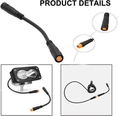 Baja Light لكابل تمديد الدراجة الكهربائية ذو 3 دبابيس، موصل محرك مقاوم للماء من ذكر إلى أنثى لمصباح Ebike الأمامي والقرن والضوء الأمامي | مادة قابلة للتنفس in Kuwait