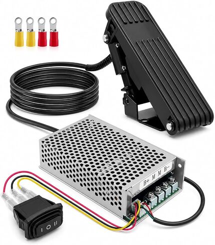 PWM DC Motor Speed Controller with Pedal Throttle, 10-50V 60A Motor Controller Kit with Forward Reverse Switch, Voltage Display, Cooling Fan & Fuse Protection for Scooter, Robot, DIY Brushed Motor in Kuwait