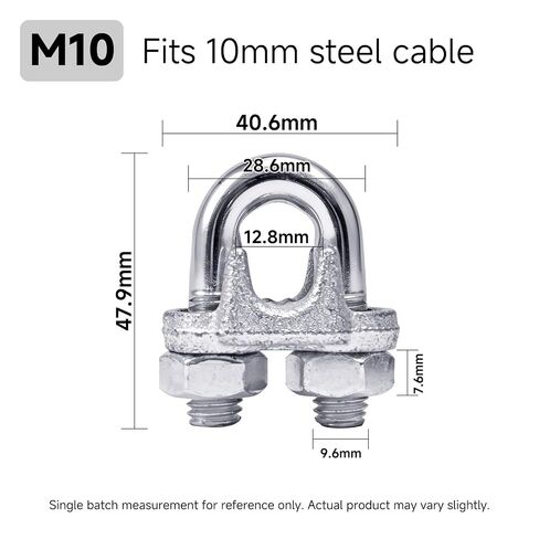 مشابك حبل سلكية 20 حزمة M10 10 مم (3/8 بوصة)، مشابك كابلات مجلفنة على شكل حرف U مشابك أسلاك شديدة التحمل للتجهيزات الصناعية البحرية in Kuwait