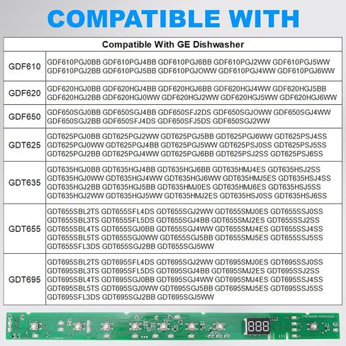 WD21X31902 WD21X23462 لوحة تحكم واجهة مستخدم غسالة الأطباق متوافقة مع غسالة أطباق GE GDF610 GDF620 GDF650 GDT625 GDT635 GDT655 GDT695 سلسلة تحل محل WD21X31902C WD21X26179 WD21X32000 إلخ. in Kuwait