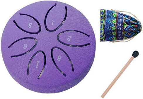 Mini 3 Inch Steel Tongue Drum – Portable Musical Instrument with 6-Tone Scale, Includes Drum Mallets for Easy Playing & Soothing Melodies,Purple in Kuwait