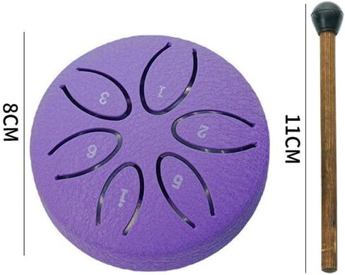 Mini 3 Inch Steel Tongue Drum – Portable Musical Instrument with 6-Tone Scale, Includes Drum Mallets for Easy Playing & Soothing Melodies,Purple in Kuwait