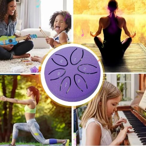 Mini 3 Inch Steel Tongue Drum – Portable Musical Instrument with 6-Tone Scale, Includes Drum Mallets for Easy Playing & Soothing Melodies,Purple in Kuwait