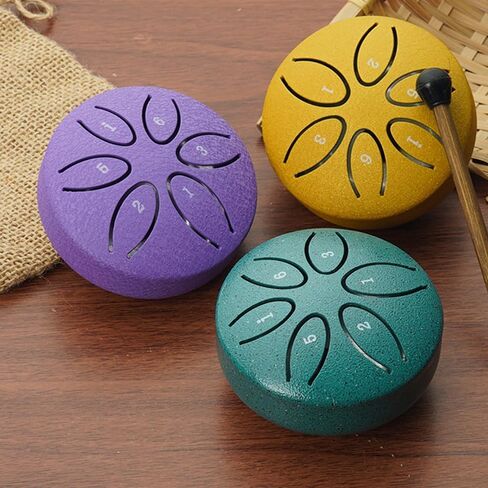 Mini 3 Inch Steel Tongue Drum – Portable Musical Instrument with 6-Tone Scale, Includes Drum Mallets for Easy Playing & Soothing Melodies,Purple in Kuwait