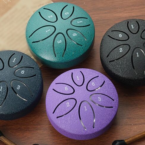 Mini 3 Inch Steel Tongue Drum – Portable Musical Instrument with 6-Tone Scale, Includes Drum Mallets for Easy Playing & Soothing Melodies,Purple in Kuwait